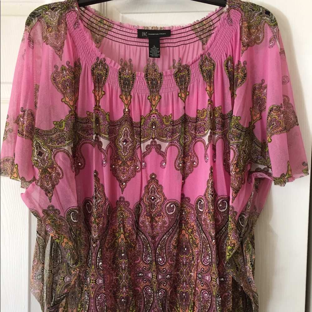 INC 2pc tank/blouse set in pink sz large